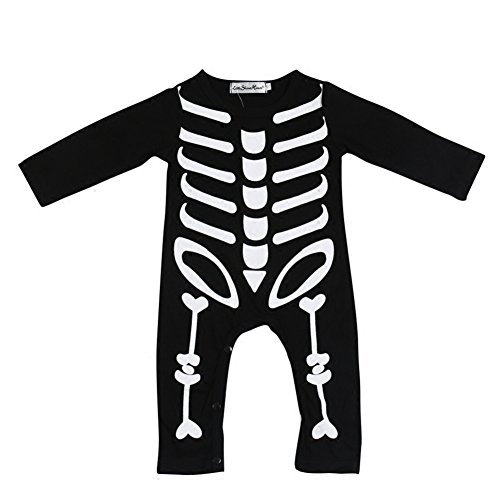 UWESPRING Baby Skeleton Halloween Costume Long Sleeve Romper pj Sleepwear