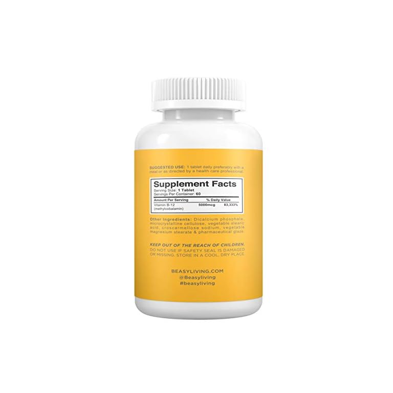 B Easy Vitamin B12 Supplement Methylcobalamin 5,000mcg Methylated