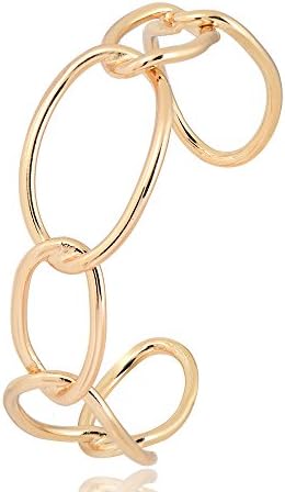 Shijun Women Geometry Hollow Cuffs Bangle Jewelry Simple Wild Open Bracelets (gold)