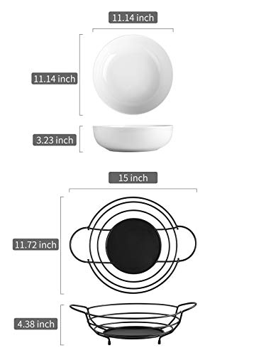 Porcelain Large Serving Bowl with Stand Creamic Serving Bowl with Fruit basket Bowl Perfect for Kitchen, Dinning Room Countertops and Table - Thumbnail 2