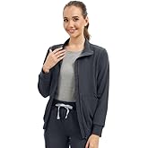 Kitmaz Scrub Jackets for Woman- Zip Front Soft Stretch Stand Collar Classic Fit with 3 Pockets