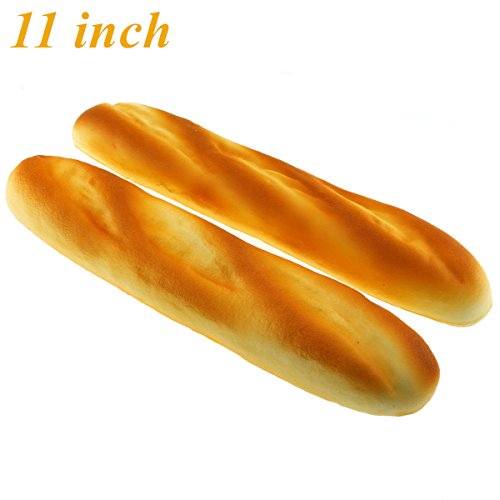Gresorth 11 inch PU Material Fake Cake Artificial French Long Bread Decoration Model Kitchen Toys Prop - 2pcs