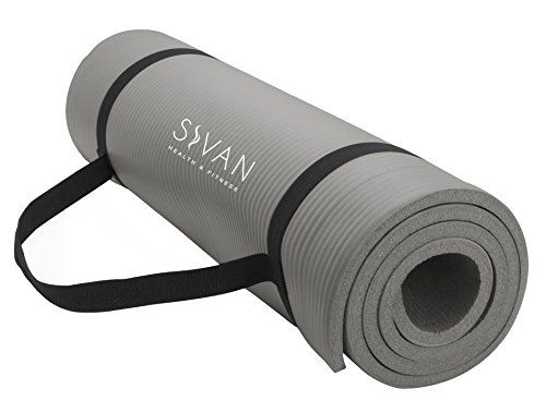 Sivan Health and Fitness 1/2-InchExtra Thick 71-Inch Long NBR Comfort Foam Yoga Mat for Exercise, Yoga, and Pilates (Grey)