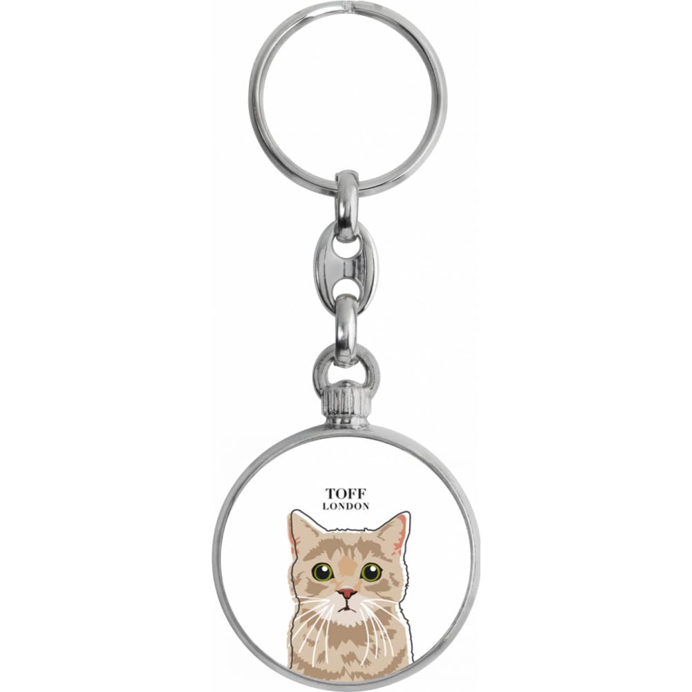 Toff London Beige Tabby Cat Head Keyring