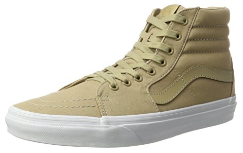 Vans VA38GEMX4 Unisex SK8-Hi Canvas Skate Shoes, Khaki/True White, 11 B(M) US Women / 9.5 D(M) US Men
