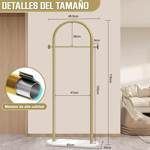 STAZWOUZZ Perchero Moderno Dorado Con Base de Mármol, Perchero Dorado, Soporte para Perchero para Entrada, Perchero para Colgar Sombreros con Base de Mármol ﻿