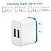 OKRAY 2A 10W Portable Dual USB Travel Wall Charger Home Power Adapter Plug for iPhone 7 SE 6s 6 Plus, iPad Air, Samsung Galaxy, Android, HTC, Google Nexus, Nokia (Grey Blue Hot Pink, 3 Pack)