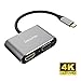 USB 3.1 Type-C to HDMI VGA Adapter, iMXPW Decora 2 in 1 VGA HDMI 4K UHD Dual Screen Display Adapter Compatible MBP w/Thunderbolt 3 Port - Gray