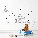 Hatop Stars Moon the Little Prince Boy Wall Sticker Home Decor Wall Decals Kids Bedroom (Black)