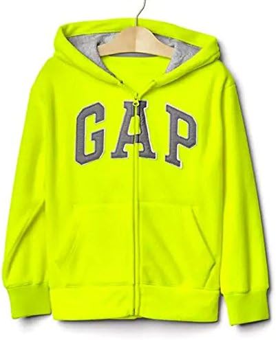 Gap Kids Boys Full Zip Pro Fleece Reflective Logo Hoodie Sweatshirt Yellow/Silver (Small 6-7)