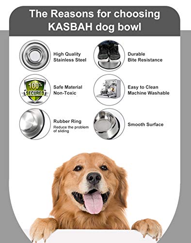 LEACOOLKEY Edelstahl Hundenäpfe Futter 2 Stücke - und Wasserschale Ungiftig 2er Pack Hundenäpfe mit Gummibasis für kleine / mittlere / große Hunde, Katzen