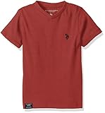 U.S. Polo Assn Big Boys' Half Burnout V-Neck T-Shirt, Red Heather, 10/12