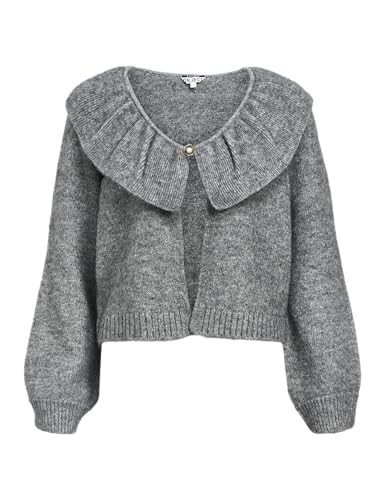 Object Objdenisi L/S Lo Knit Cardigan Noos, Mélange de Gris Moyen, M Femme