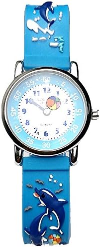 Vavna Cute Girls Boys 3D Sports Watch Cartoon Digital Wrist Watches Kids Children Christmas Gift (Dolphin Blue)