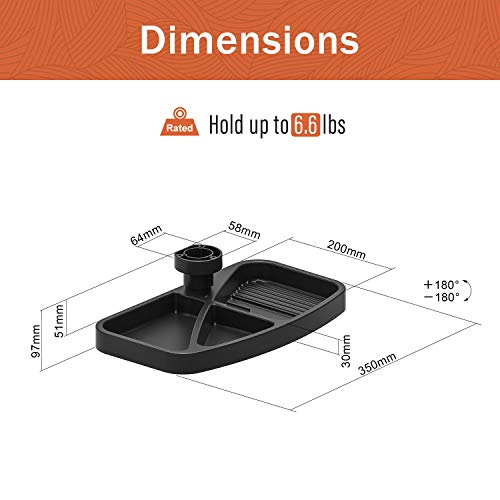 PUTORSEN® Vassoio per cassetto portaoggetti Girevole sotto scrivania, organizzatore per ripiano ergonomico sottotop Contiene Penne, matite, Carta e Altri Articoli per Ufficio
