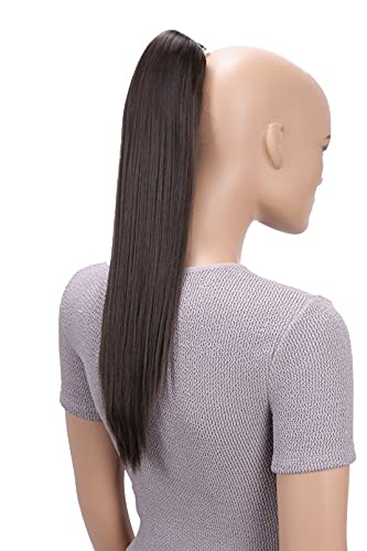 CAISHA 20" Hairpiece Ponytail Clip On Extensions With Butterfly Claw Straight Brown H149 — image 1