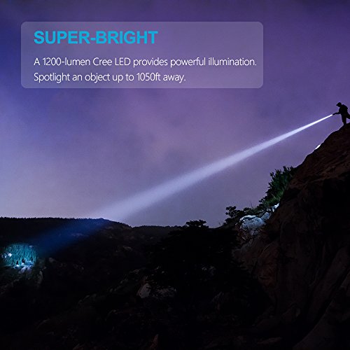 Linterna LED Alta Potencia Recargable Tactica Militar Linterna Resistente al Agua Ipx8 1200 LM CREE LED de Enfoque Ajustable Portátil,Carga...