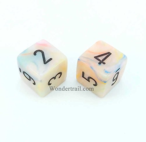 WCXPF0662E2 Circus Festive D6 Dice 2pc Black Numbers Aprox 16mm