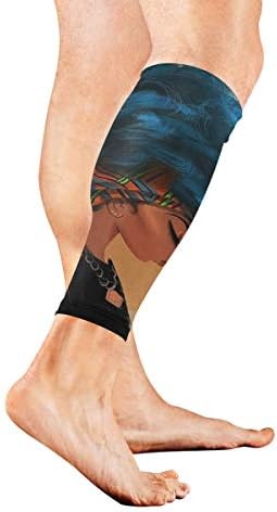 Leg Sleeve African American Black Women Compression Socks Support Non Slip Calf Sleeves for Yoga, Running, Shin Splint, Calf Pain Relief, Runners, Medical, Air Travel, Nursing, Cycling 1Pair