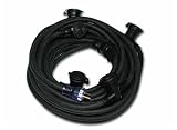 50-Foot 12/3 Black Outdoor Multi Outlet Extension Cord 5 Water Resistant Covered Outlets