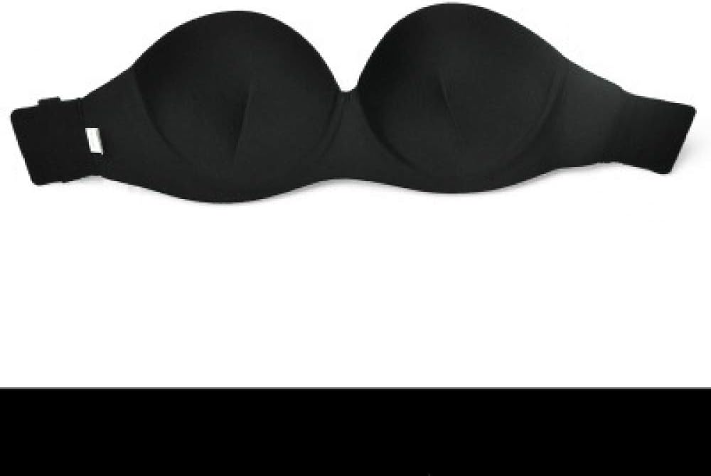 jiushixw Strapless Backless No Trace Beauty Back Thin Tube Top Black 75D