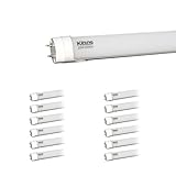 Kihung T8 LED Light Tube 4FT, 22W (75W equivalent) 2300Lm 6500K Cool White, Dual-End Powered, Frosted Cover, Garage Warehouse Shop Light, T10 T12 Fluorescent Replacement, 12-pack