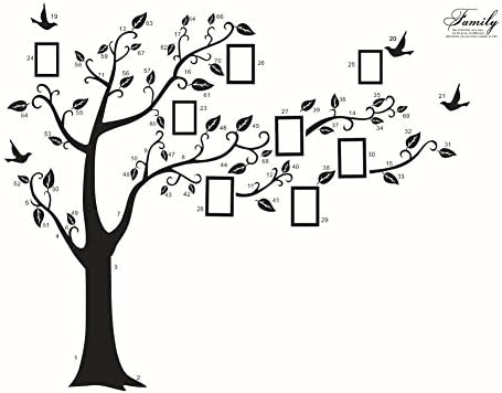 Itechzhu wall sticker, Memory Family Tree Photo 1set DIY Decor Home Stickers Removable wall sticker for Living Room (30cm90cm4, black)