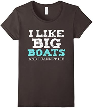 Women's Funny I Like Big Boats and I Cannot Lie T-shirt Cruise Large Asphalt