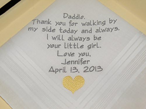 Father of the Bride Personalized Wedding Handkerchief keepsake gift for Dad custom embroidered hanky by Napa Embroidery