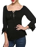 Wakrays Sexy Women Off Shoulder Flare Sleeve slim Irregular Hem Casual Tops Blous