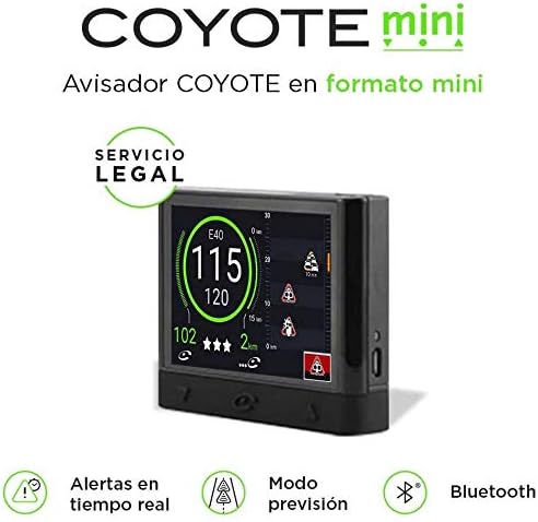 -Coyote Mini-Avisador de radares- Legal, Permitido por DGT´-Radar Fijo, Movil- Alertas de trafico y límites de Velocidad. Requiere suscripción