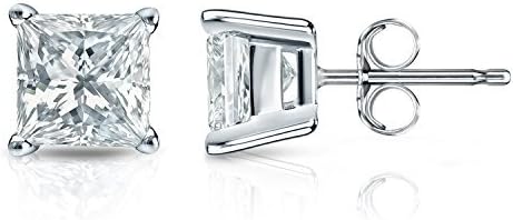 Amazon Com Diamond Wish 14k White Gold Princess Cut Diamond Stud