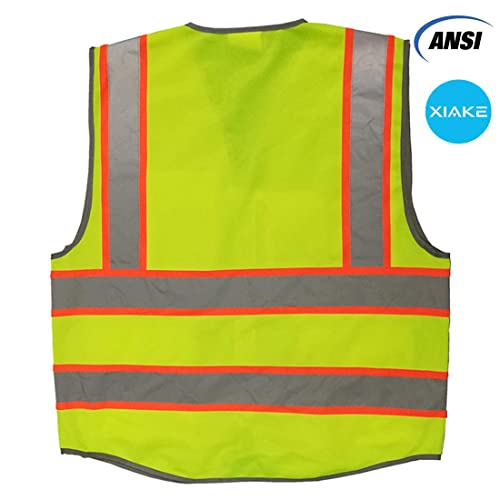 XIAKE High Visibility Reflective Safety Vest, Dual Tone High Reflective