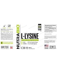 nutrabio 100% puro L-Lisina 1000 mg – 500 Cápsulas de verduras