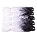 BACANA White Braiding Hair Ombre Black White 3 Packs Jumbo Braiding Hair Extension For Box Braids Senegal Twist Two Tone Ombre Color Synthetic Hair 24 Inch