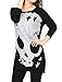 Allegra K Women's Long Sleeves Skull Stars Loose Tunic Shirt Black XS (US 2)