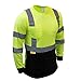 Class 3 Hi-Viz Long Sleeve Black Bottom Safety T-Shirts with Reflective Tapes(Lm, XL)