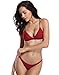 SHEKINI Women's Bathing Suit Sexy Triangle Bikini Low Waisted Two Piece Swimsuit(Medium, Wine red)