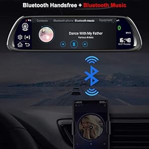 SZKJ D30 Specchietto retrovisore universale per auto, con dash cam retro, navigatore GPS, musica via Bluetooth, WiFi, Android 8.1, lenti doppie FHD 1080p - immagine 5