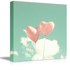 Canvas Prints Wall Art - Vintage Heart Shaped Balloons | Modern Wall Decor/Home Decoration Stretched Gallery Canvas Wrap Giclee Print. Ready to Hang - 12" x 12"