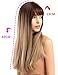 TopWigy Women Brunette Wig Long Straight Synthetic Blonde Wigs with Bangs Ombre Brown to Blonde Natural Look Realistic Dark Roots Wig 24 Inches for Halloween Party Daily Use