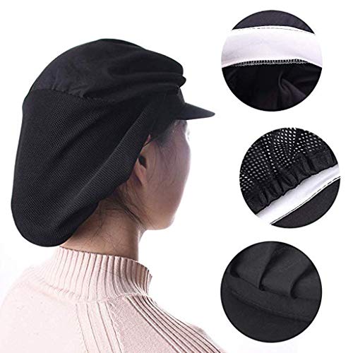 Jahome Women Mesh Industrial Anti-Dust Workshop Hats Kitchen Canteen Food Hat Chef Hair Net (Black2 pcs) - Thumbnail 4