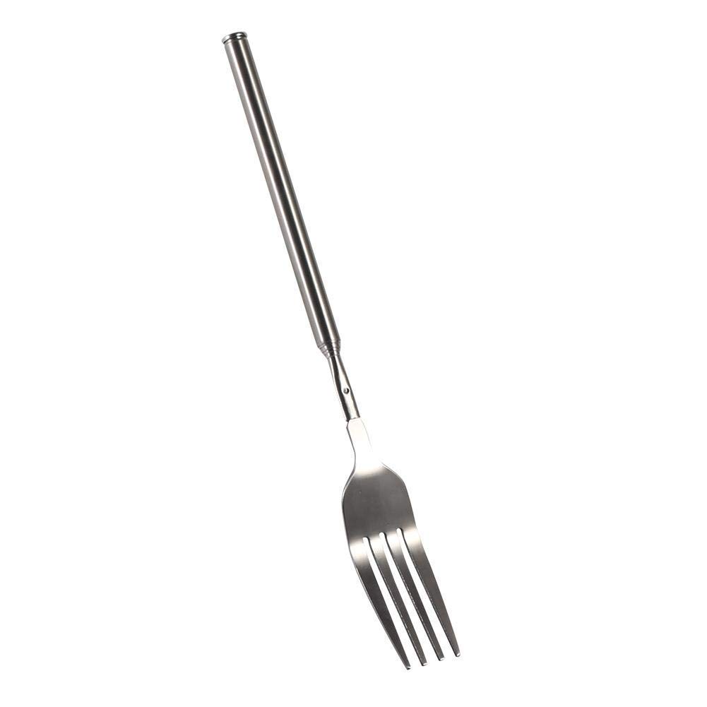 AUNMAS Dessert Forks, Stainless Steel 22~64cm / 8.7~25.1in Extendable Long Handle Design Dinner Forks for BBQ Dinner Dessert Sausages Vegetables