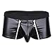 YiZYiF Men's Wetlook Leather Underwear Double Zipper Pouch Trunks Boxer Briefs Black Medium(Waistline 31.0-39.0