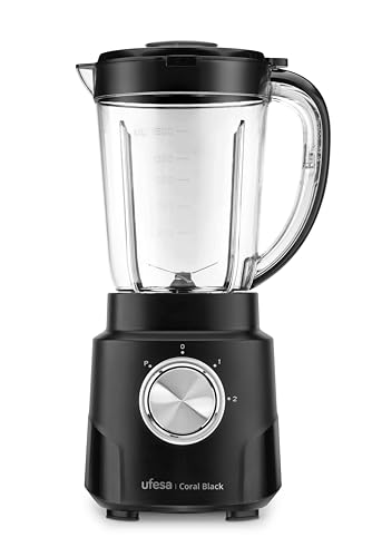Coral Black Batidora de Vaso, 600W Potencia, Jarra 1.5L, 4 Cuchillas Extraibles de Acero Inoxidable, 2 Velocidades + TURBO