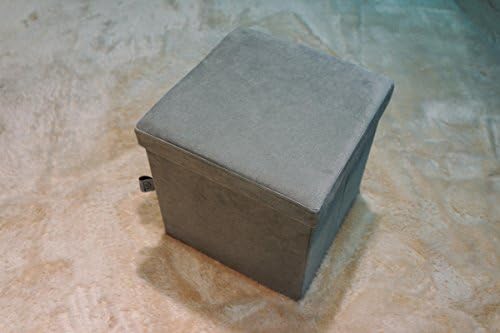 Ointime Storage Strong and Sturdy Ottoman Bench Corduroy Foldable Waterproof Quick and Easy Assembly Silver Grey Footstool 15x15x15'' Toy and Shoe Chest Versatial Space-Saving