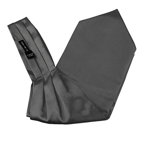 Grey Ascot Cravat Tie For Men Satin Solid Smart Neckerchief Handkerchief For Travel Yong Boy Dan Smith C.C.AQ.C.013 Dim Grey