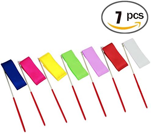 Dance Ribbons Rhythmic Gymnastics Ribbons Baton Twirling Dancing Streamers Dancing Program Show Performance Art Supply -7PCS