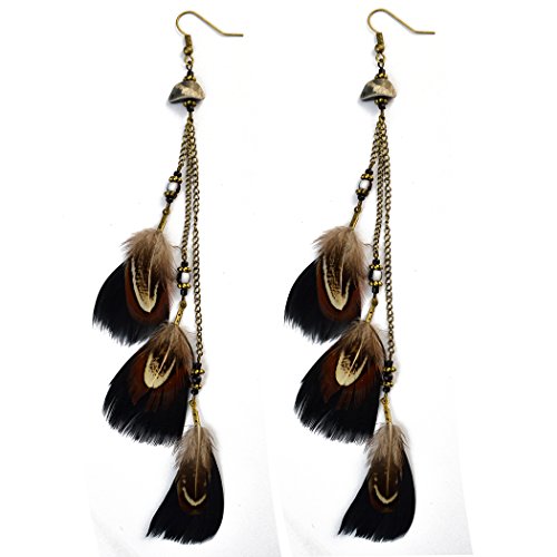 idealway Earings For Women Feather Tassel Long Earings Jewelry 3 Styles (E-4027-S3)