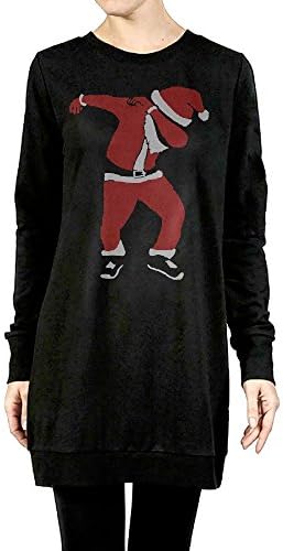 Lady's Dabbing Dab Merry Christmas Santa Long Sleeve Tunic Sweatshirt Small